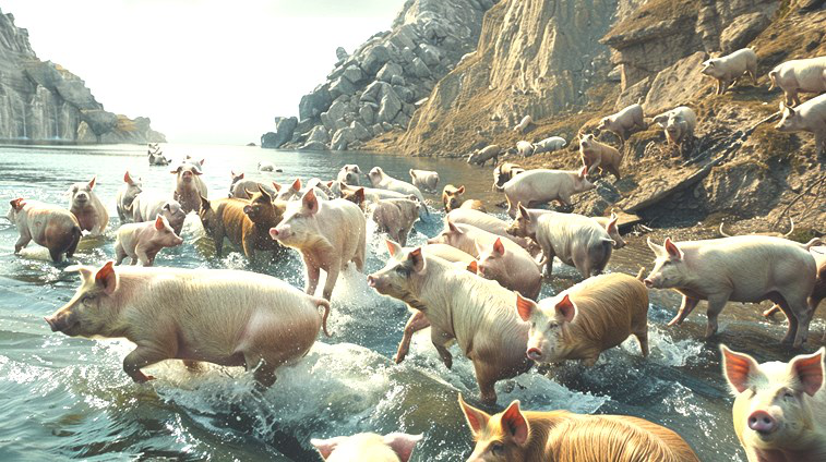 DEMONS ENTER THE PIGS