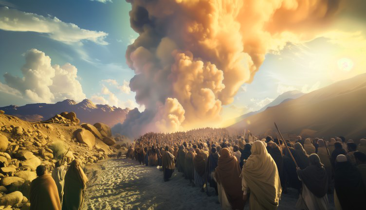 USING A CLOUD BY DAY, GOD LEADS ISRAEL OUT OF EGYPT